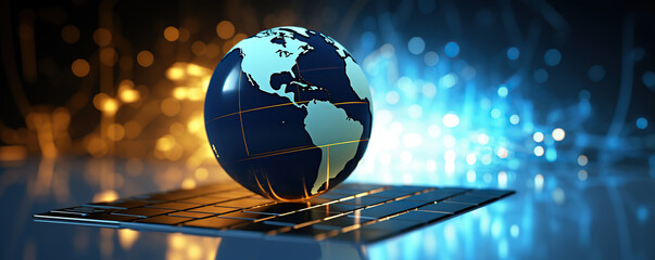 Exploration of global connectivity through technology on a digital platform showcasing a rotating globe