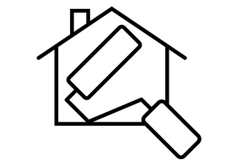 Icono negro de casa con rodillo de pintura representando reforma