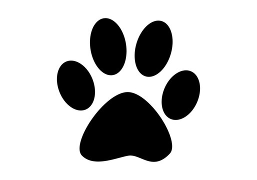 Icono negro de huella de animal en fondo blanco