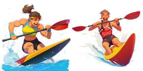 Dynamic Kayaking Competition Between Athletes in High-Speed Canoes on Water