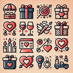 icon, vector, photo, illustration, image, art image, wallpaper, color, unique, Unique icons and symbols for Valentine's gifts