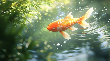 Koi Carp in Serene Pond: A Moment of Tranquility
