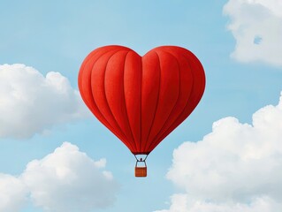 Fototapeta premium Heart-Shaped Hot Air Balloon in Blue Sky