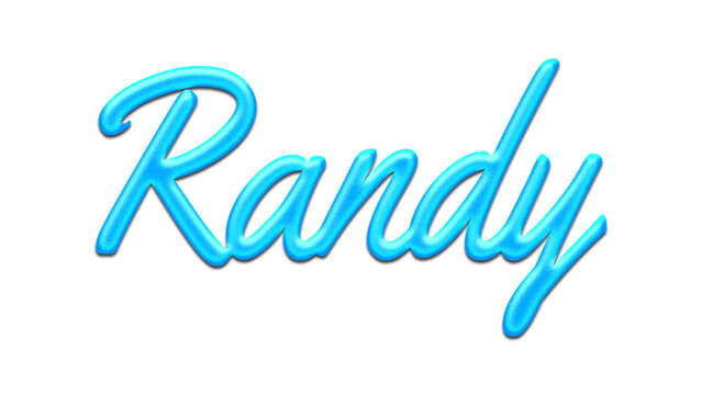 Glowing blue effect of name Randy on white background.	