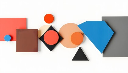 Colorful Geometric Shapes Composition on White Background