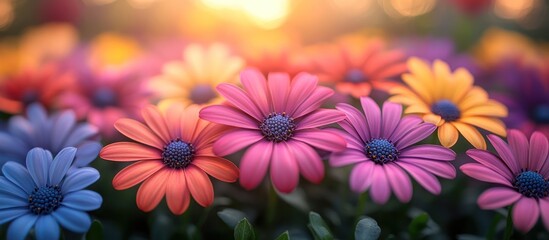 Fototapeta premium Vibrant Colorful Flowers in Sunlight.