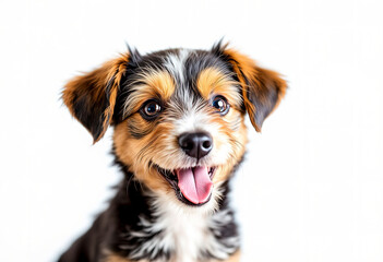 funny little dog on white background