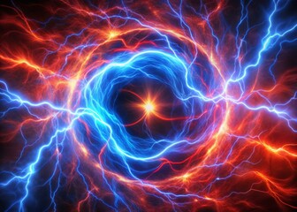 Abstract Red Blue Electric Plasma Lightning Background - Medium Shot