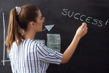Young woman presenting business plan