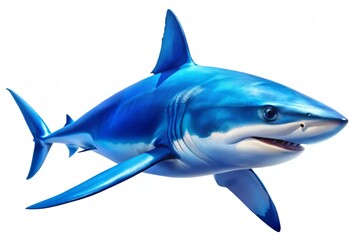 Fototapeta premium Blue and White Shark Photo: Stunning Ocean Wildlife Image, Marine Life Stock, Underwater Animal
