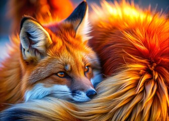 Fototapeta premium Close Up Fox Fur Texture: Red Fox Fur Medium Shot Photography