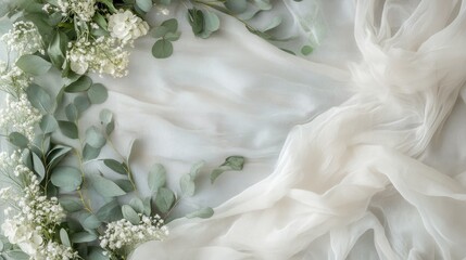 Fototapeta premium Boho background with flowing curtains, delicate details, tranquil design, perfect for invitations