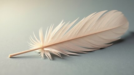 Obraz premium A Single Delicate Off-White Feather Resting on a Smooth Surface