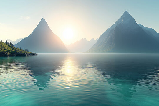 lake and mountains