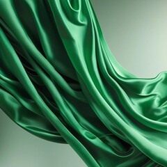 Obraz premium A green silk curtain elegantly drapes over a wall, adding a touch of luxury to the space