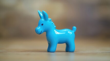 Floating blue donkey figurine on a minimalist backdrop, symbolizing peaceful creativity and whimsical design