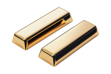 Two gold bullion brilliants on transparent background Concept of wealth and luxury.