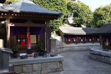 Naklejka premium A Japanese temple : a scene of the precincts of Kumeda-dera Temple in Kishiwada City in Osaka Prefecture 