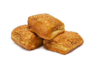 Odading or called gembukan is an indonesian fried bread with sesame seed on white background
