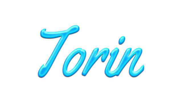 Glowing blue effect of name Torin on white background.	