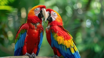Obraz premium Colorful macaw parrots in Amazon rainforest
