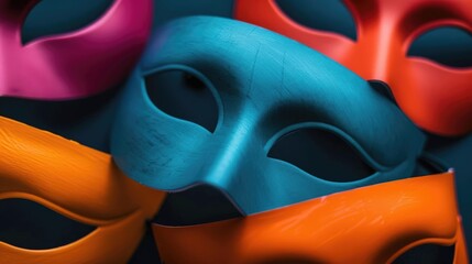 Colorful Venetian carnival masks display