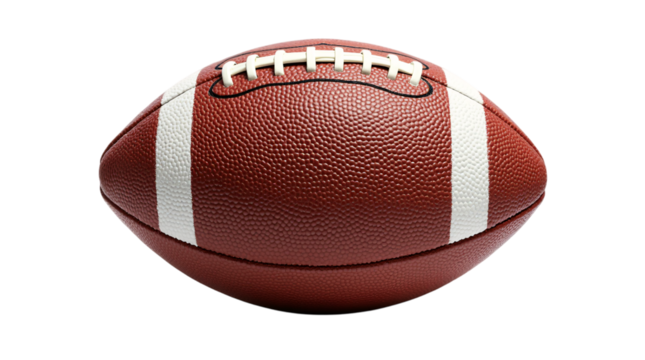 Leather American Football Isolated on a Transparent Background (PNG).