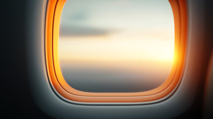 serene view from airplane window showcasing sunset sky