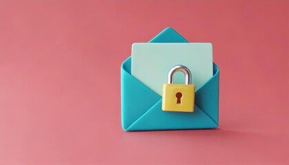 A colorful envelope with a lock symbolizes security and privacy for communication.