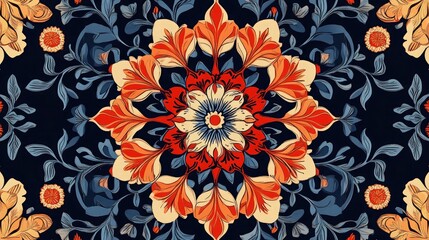 Intricate floral ornamental pattern with bold Arabic-inspired design elements