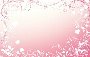 A white and pink gradient background with delicate heart borders and a blank area for text, for Saint Valentines Day