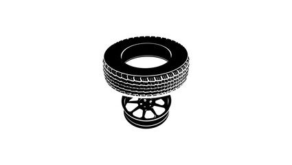 tire repair, black isolated silhouette