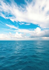 Obraz premium Blue ocean white clouds beach wallpaper summer wallpaper beach background tropical nature