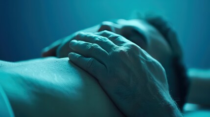 Close-up of massage therapist's thumb pressure