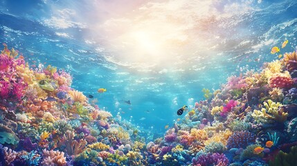 Vibrant Coral Reef Tropical Fish Underwater Paradise Ocean Scene Marine Life
