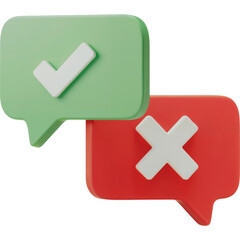 Fototapeta premium Two green and red check boxes with an X in the middle