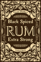 Black Rum - ornate vintage decorative label