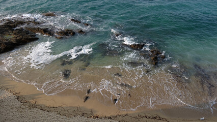 Plage et rochers de Saint-Malot vus en plongée