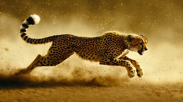 Cheetah in Motion: A Golden Moment in the African Savanna