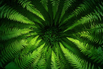 Lush Green Fern Fronds Arranged In A Circular Pattern