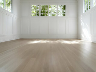 Fototapeta premium Bright Room Wood Floor Background Image