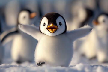 Fototapeta premium penguin on snow