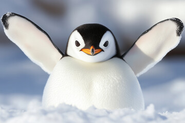 Naklejka premium penguin on snow