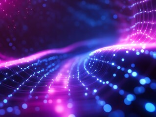 Obraz premium Vibrant Neon Digital Painting: Abstract Wave of Light and Energy. AI Generated