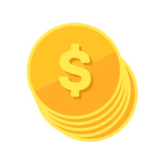 Stack of gold coin with dollar sign vector illustration isolated on white background. Business and finance concept design element.