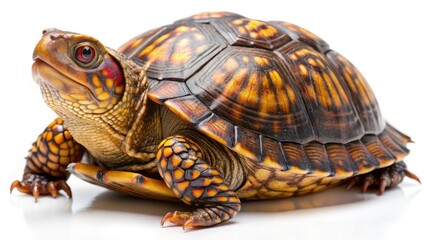 Fototapeta premium A cute turtle walking on a white background