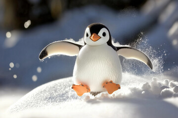 Fototapeta premium penguin on snow