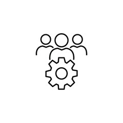 Command management.Company leader, supervisor. Partnership . Organization workforce. Facility. Crowd control. Vector linear icon