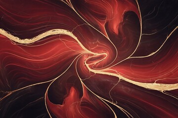 Obraz premium swirling lines and shapes, predominantly in shades of red and gold
