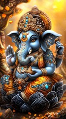 Graceful Portrayal of Lord Ganesha in CGI Art